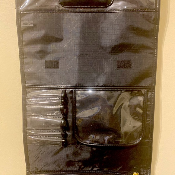 Black Sephora Hanging Makeup / Toiletry Travel Bag w Pink & White Flowers - Picture 6 of 9